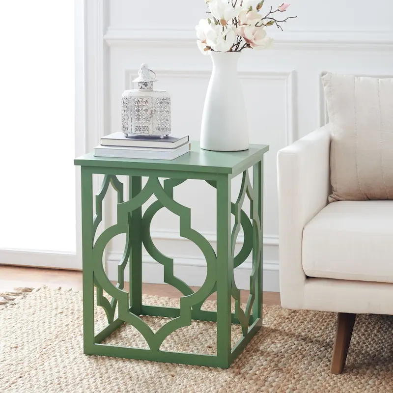 SAFAVIEH Grayce Trellis Silver Leaf End Table. - 19  W x 19  D x 23  H - 19Wx19Dx23H