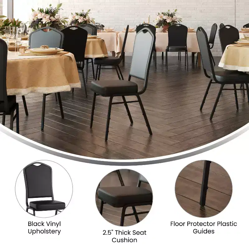 Black Crown Back Stacking Banquet Chair, Set of 4