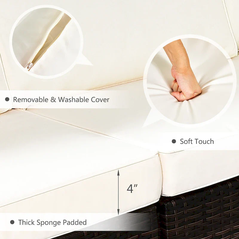 Costway 7PCS Patio Rattan Furniture Set 30 Fire Pit Table Cover - See Details