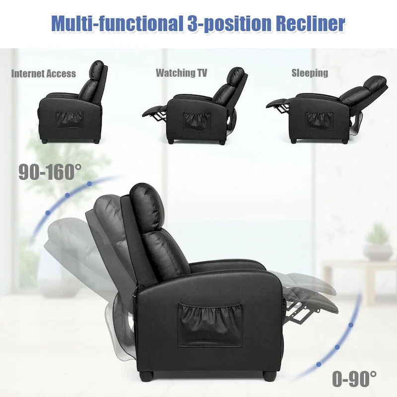 Massage Recliner Chair Single Sofa Padded Seat w/ Footrest