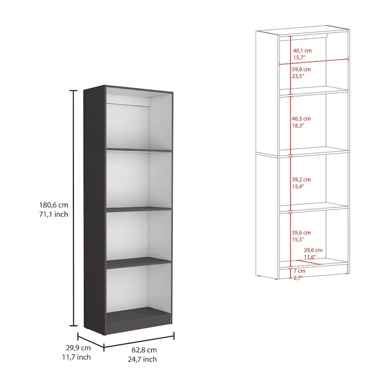 Tall 4-Shelf wide and Cabinet Bookcase Set of 2