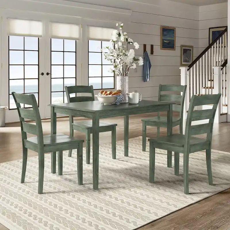 Wilmington II 48-Inch Rectangular Antique Sage Green 5-Piece Dining Set by iNSPIRE Q Classic