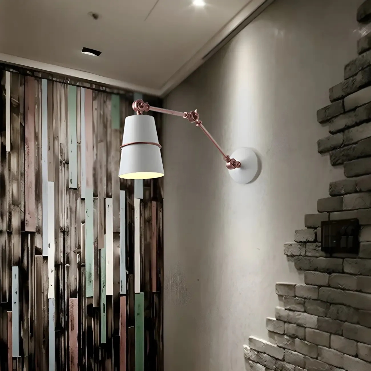 Metal Conical Black and Brass Swing Arm Wall Light