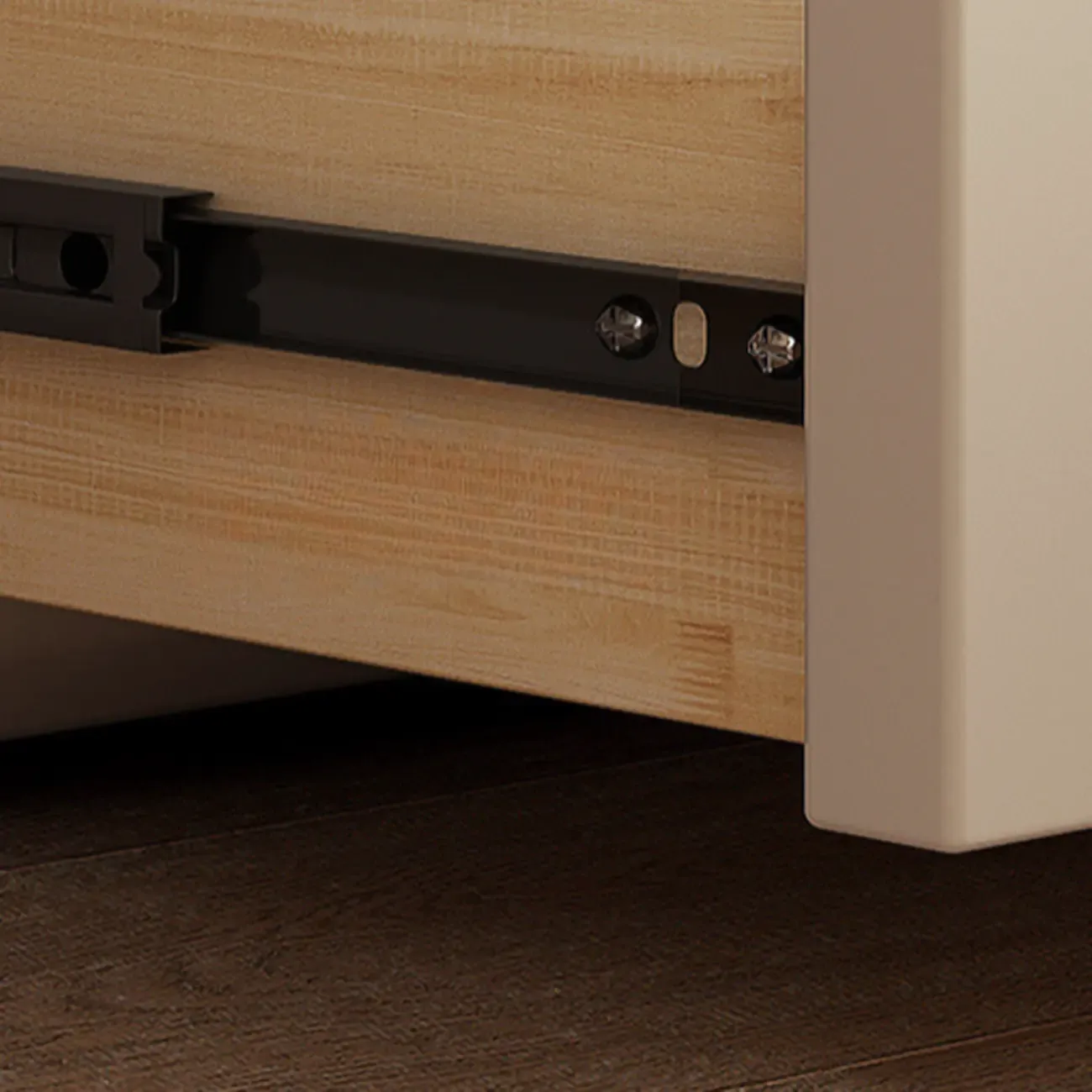 Creative Modern Swivel Beige Wooden 3 Drawers Nightstand