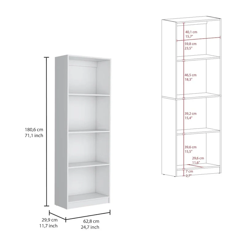 Tall 4-Shelf wide and Cabinet Bookcase Set of 2