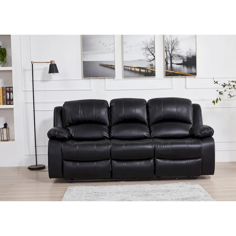 Betsy Furniture Bonded Leather Manual Rclining 3-seat Sofa Couch 8018