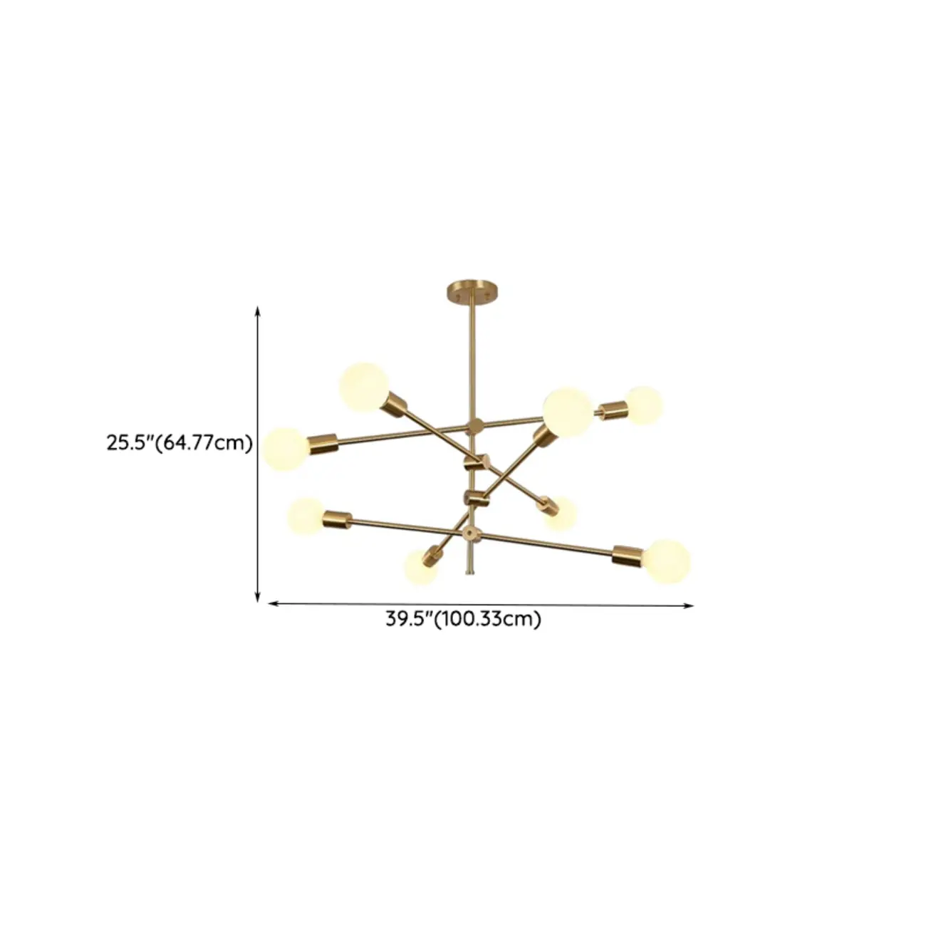 Gold Metal Modern 6 Lights Sputnik Chandelier