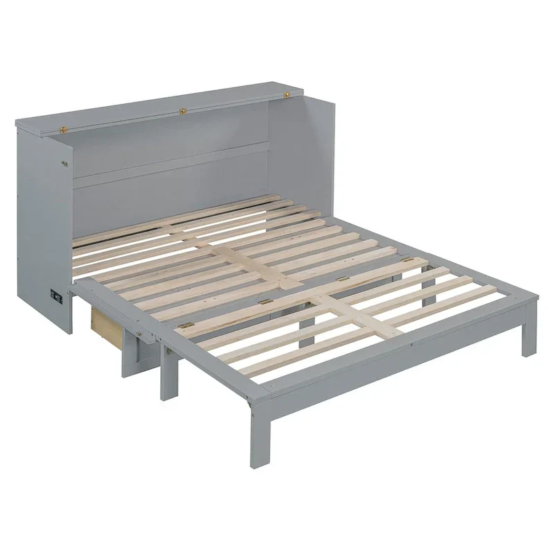 Queen Size Foldable Murphy Bed with Storage Drawers