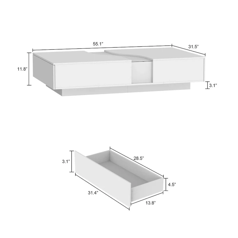 Function & Elegance: Modern LED-Lit Coffee Table with Glass Top