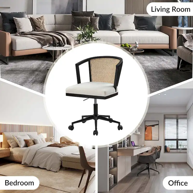 Ingrid Modern Rattan Swivel Height Adjustment Office Chair by