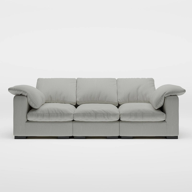86.61 Modern Farmhouse Deep 3-Seater Sofa, Track Arm Couch, Linen Fabric Sofa