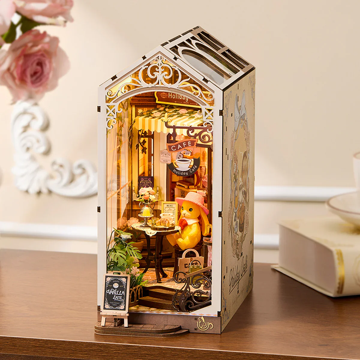 Robotime Rolife Holiday Cafe DIY Book Nook Shelf Insert TGB15