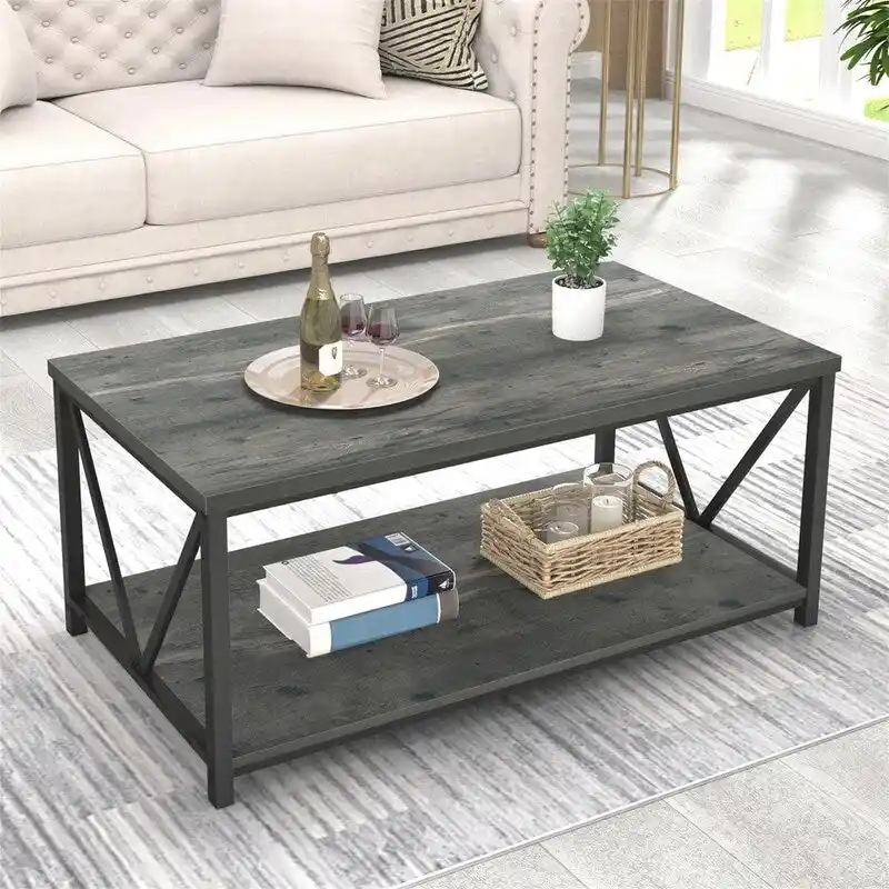 Coffee Table Rustic Wood - 21.6D x 39.3W x 17.7H