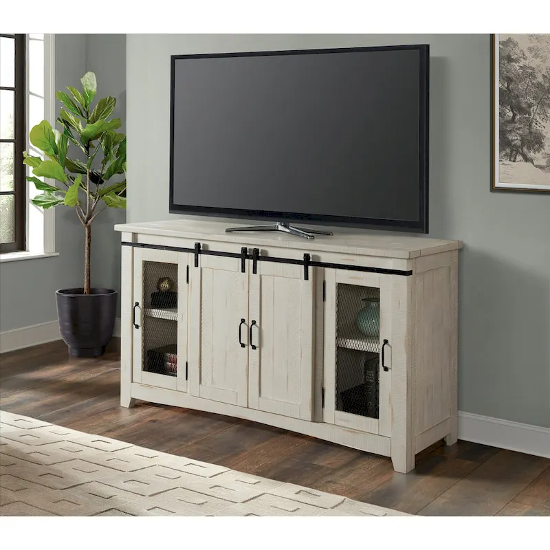 Brookhaven 65-inch Solid Wood Barn Door TV Stand Console - 35 inches high x 65 inches wide x 19 inches deep