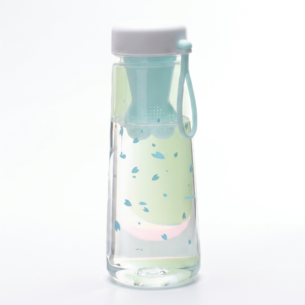 550ML Green Cat Paw Tea Infuser Water Bottle with Lanyard