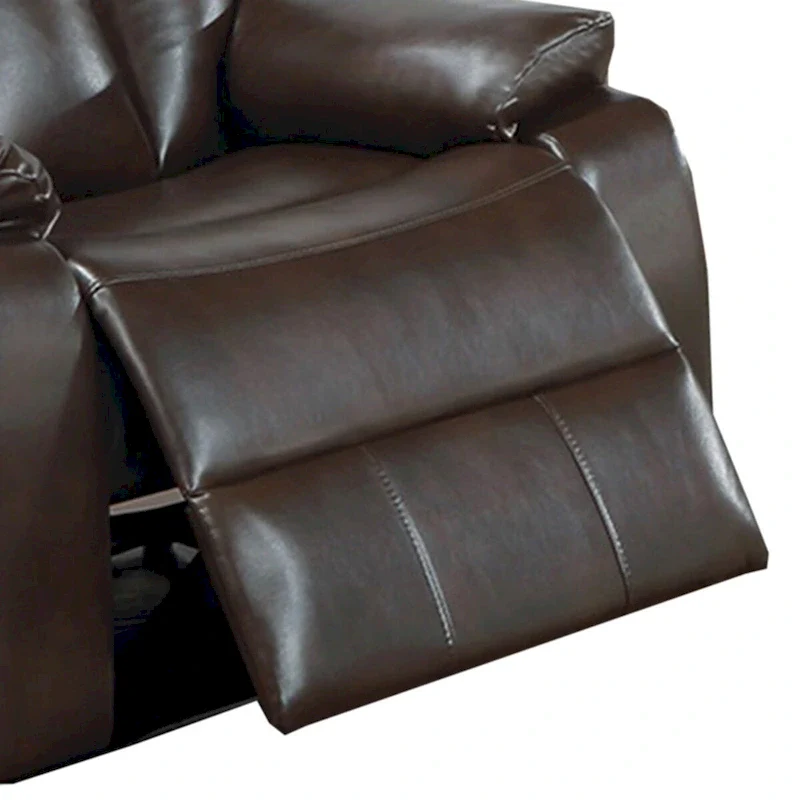 Gel Leatherette Manual Motion Recliner with Pillow Top Armrest in Brown