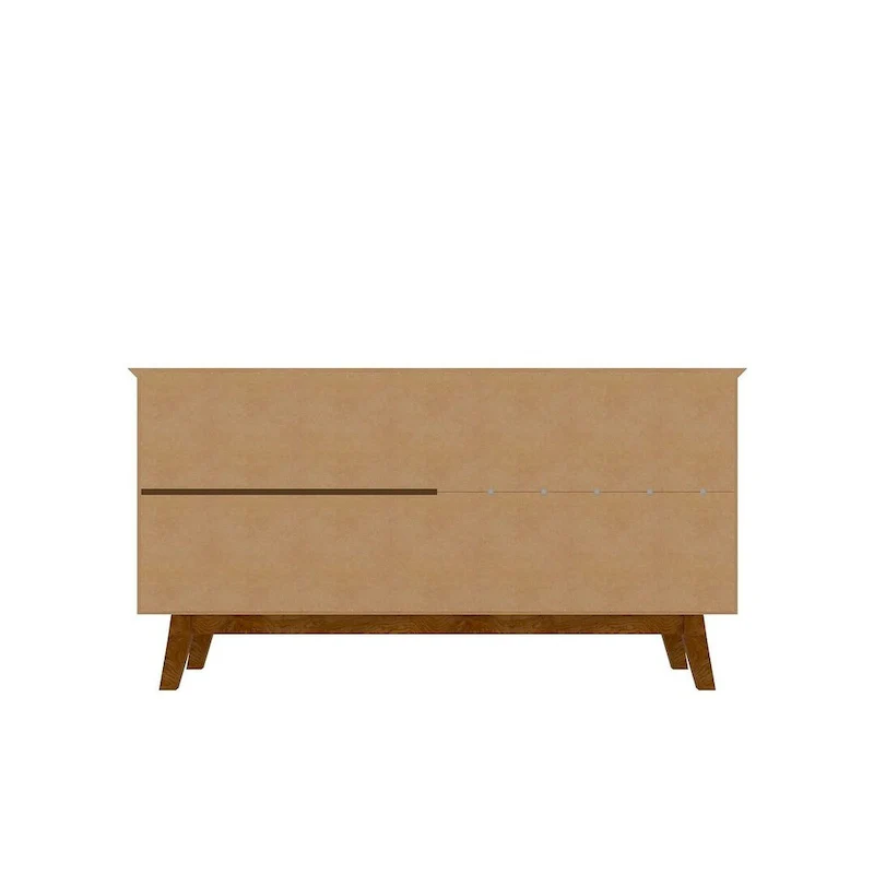 Yonkers 62.99 Sideboard with Solid Wood Legs and 2 Cabinets in Off White and Cinnamon