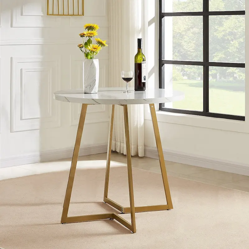 Javlergo 31.5 Round Dining Table Modern Leisure Table with Metal Leg