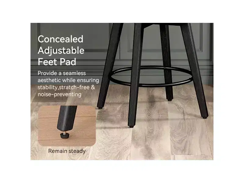 Dyonery 26 Height Counter Height Bar Stools Set of 2, Upholstered Swivel Fabric Kitchen Counter Stools with Back, Solid Wood Legs, Grey