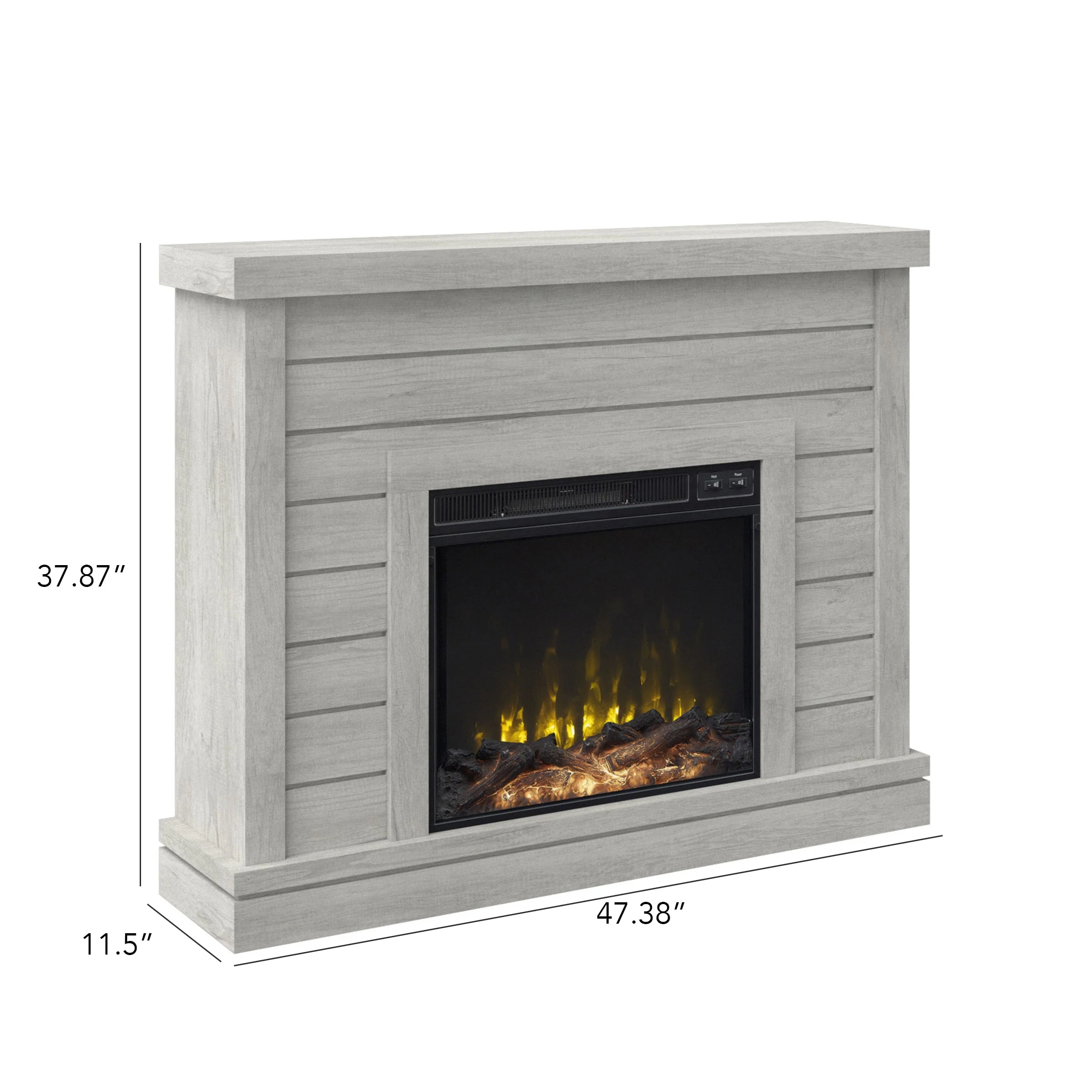 Farmhouse Shiplap Wall Mantel with Electric Fireplace