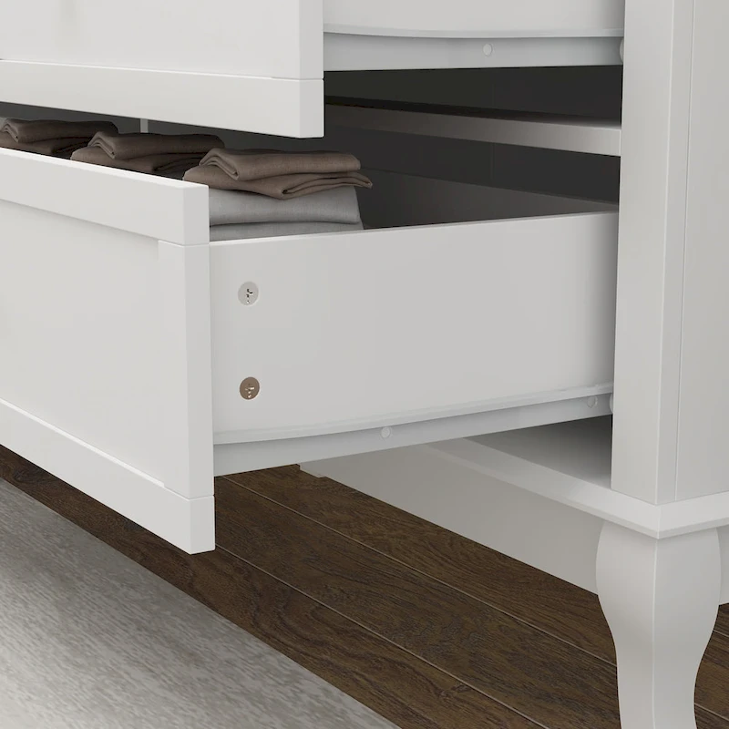 Lacquer Dresser for Bedroom with Deep Drawers Wooden 6 Drawers Chest