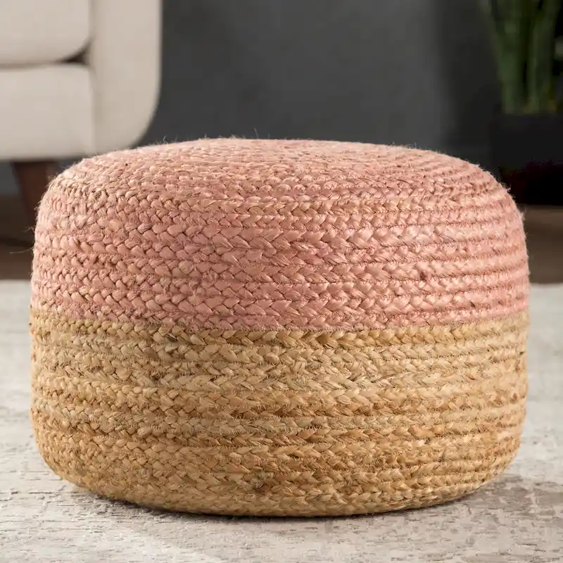 Juniper Home Saba Round Jute Pouf Ottoman/Foot Stool