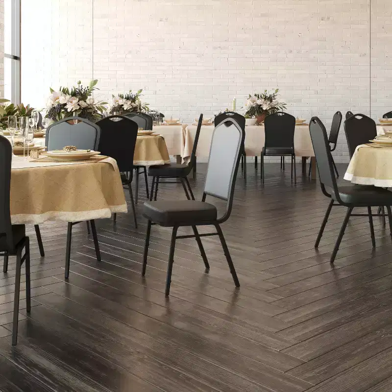 Black Crown Back Stacking Banquet Chair, Set of 4