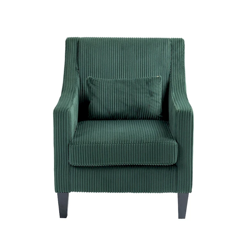 Emerald 26.77 Upholstered Arm Chair with Scooped Arms and Rubber Wood Legs