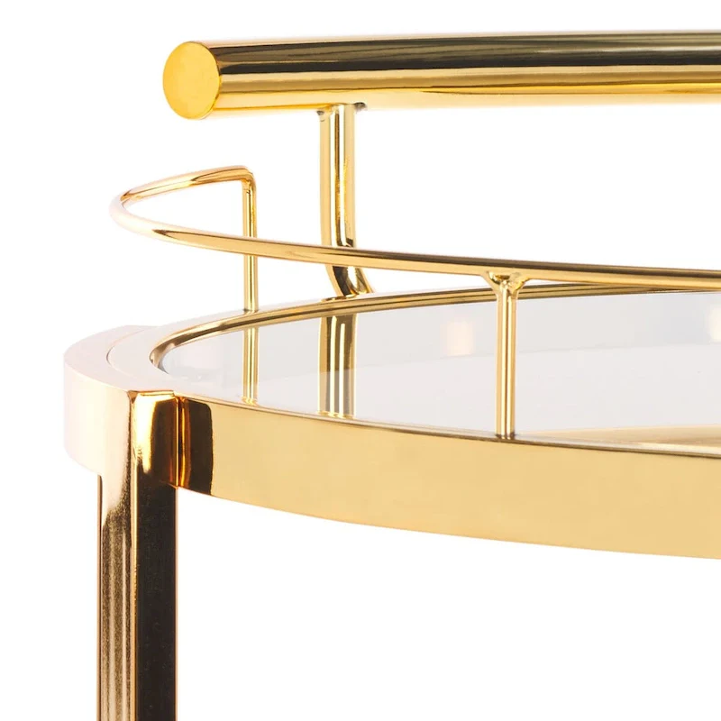 SAFAVIEH Sueann 3 Tier Round Bar Cart-Gold / Tea - 22.1 x 19.7 x 34.3 - 22Wx20Dx34H
