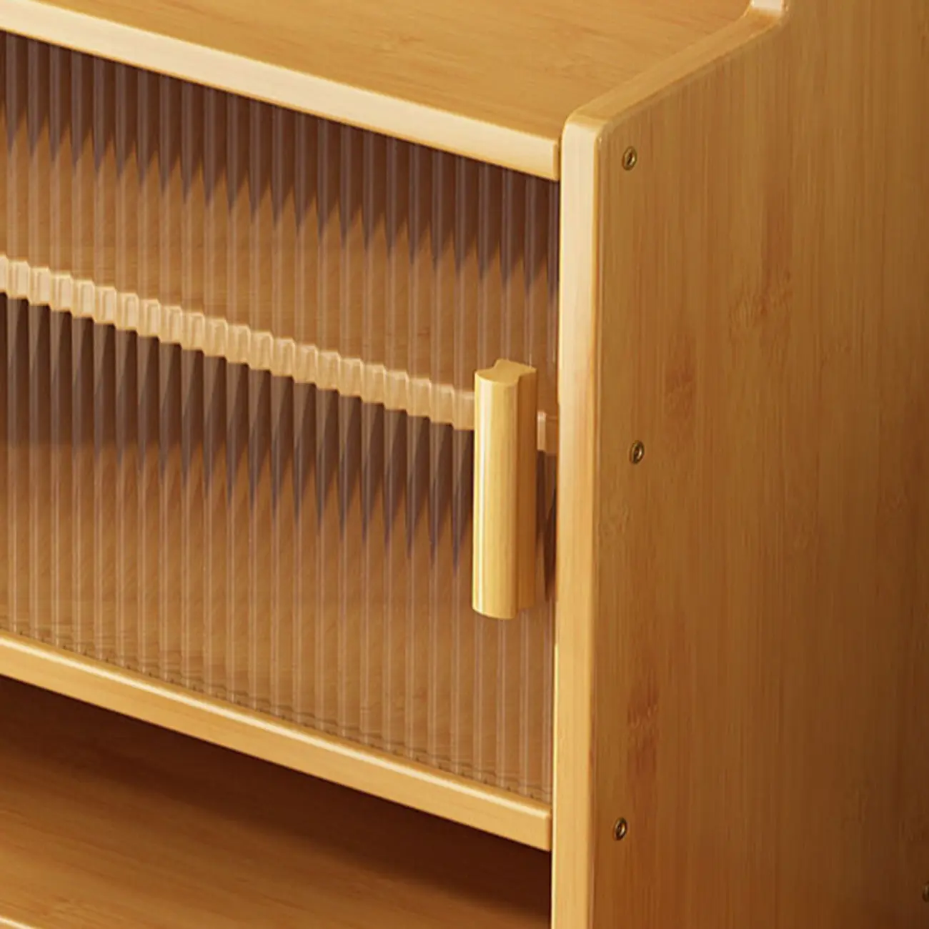 Modern Bamboo Narrow Buffet with Wood Countertop