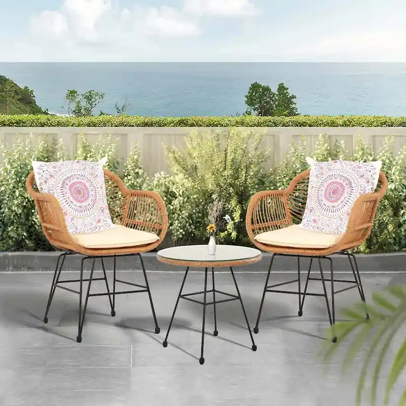 Vrakae Upgraded 3 Piece Outdoor Patio Bistro Set