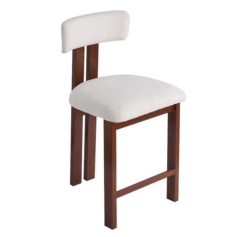 Roomfitters 26.5 Round Upholstered Counter Stools, Set of 2 Low Back Bar Chairs with Black Metal Frame