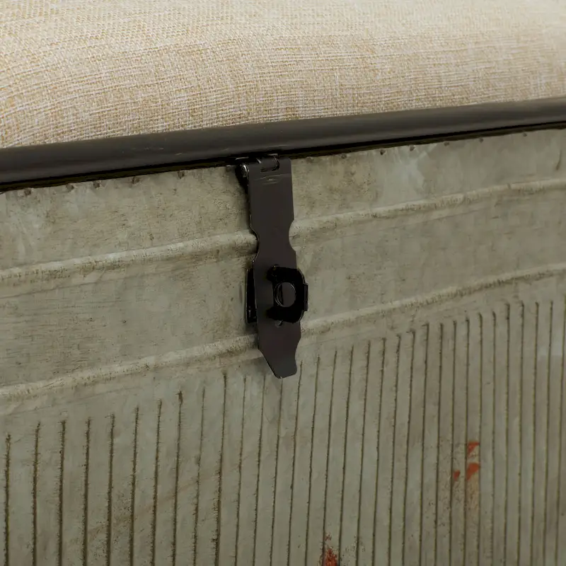 18-inch Grey Metal Fabric Bench