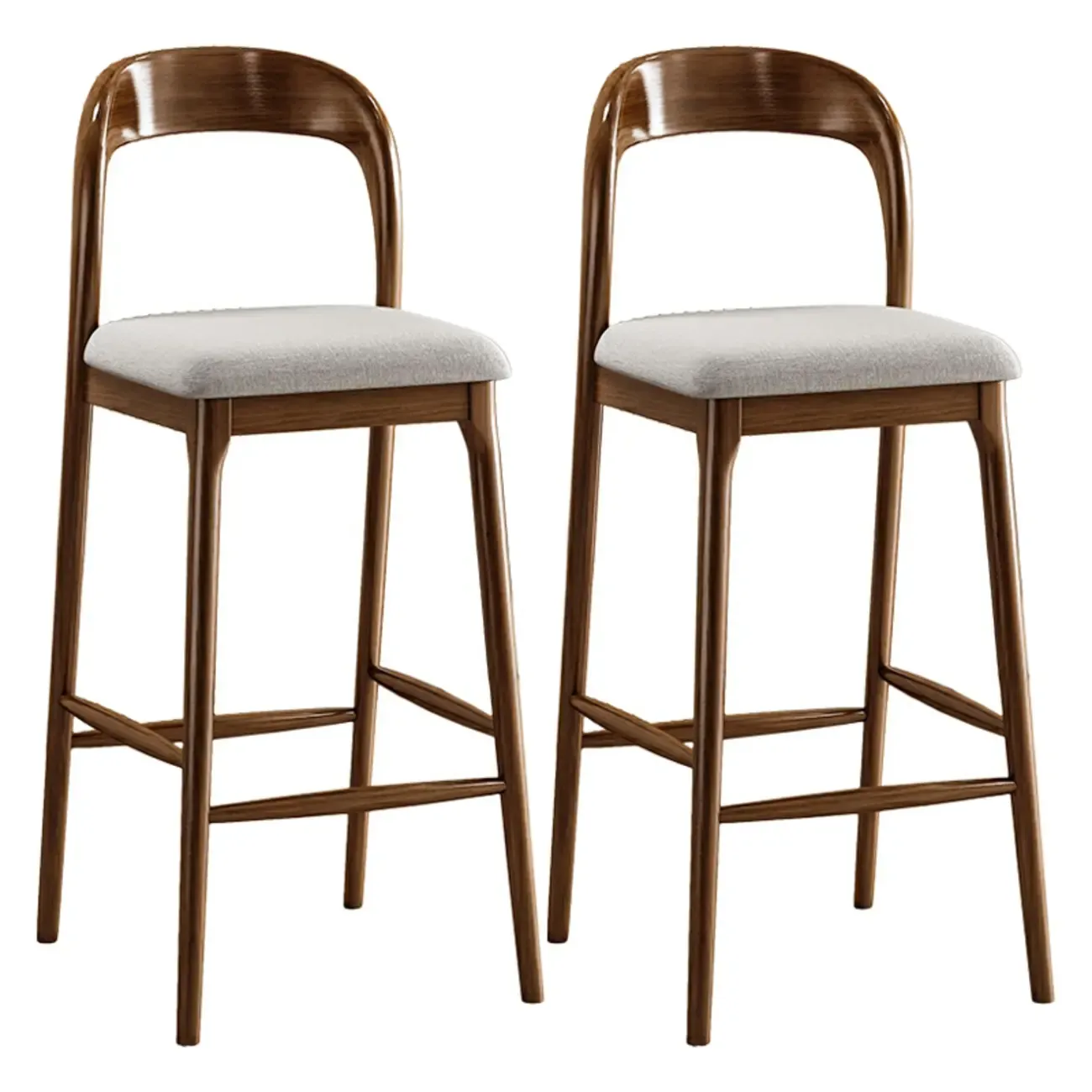 Modern Pine Wood Bar Set with Upholstered Chairs