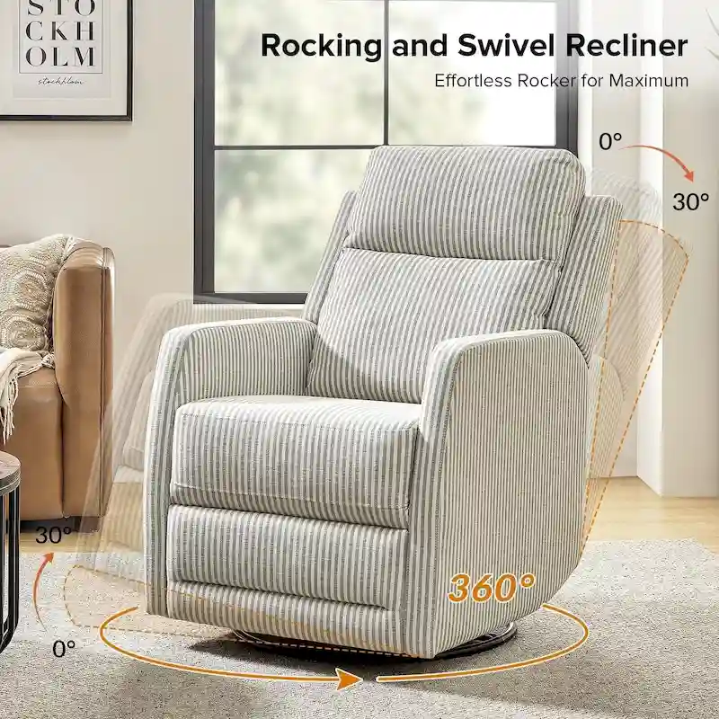Diana Modern Polyester 360-degree Swivel Rocker Recliner by HULALA HOME