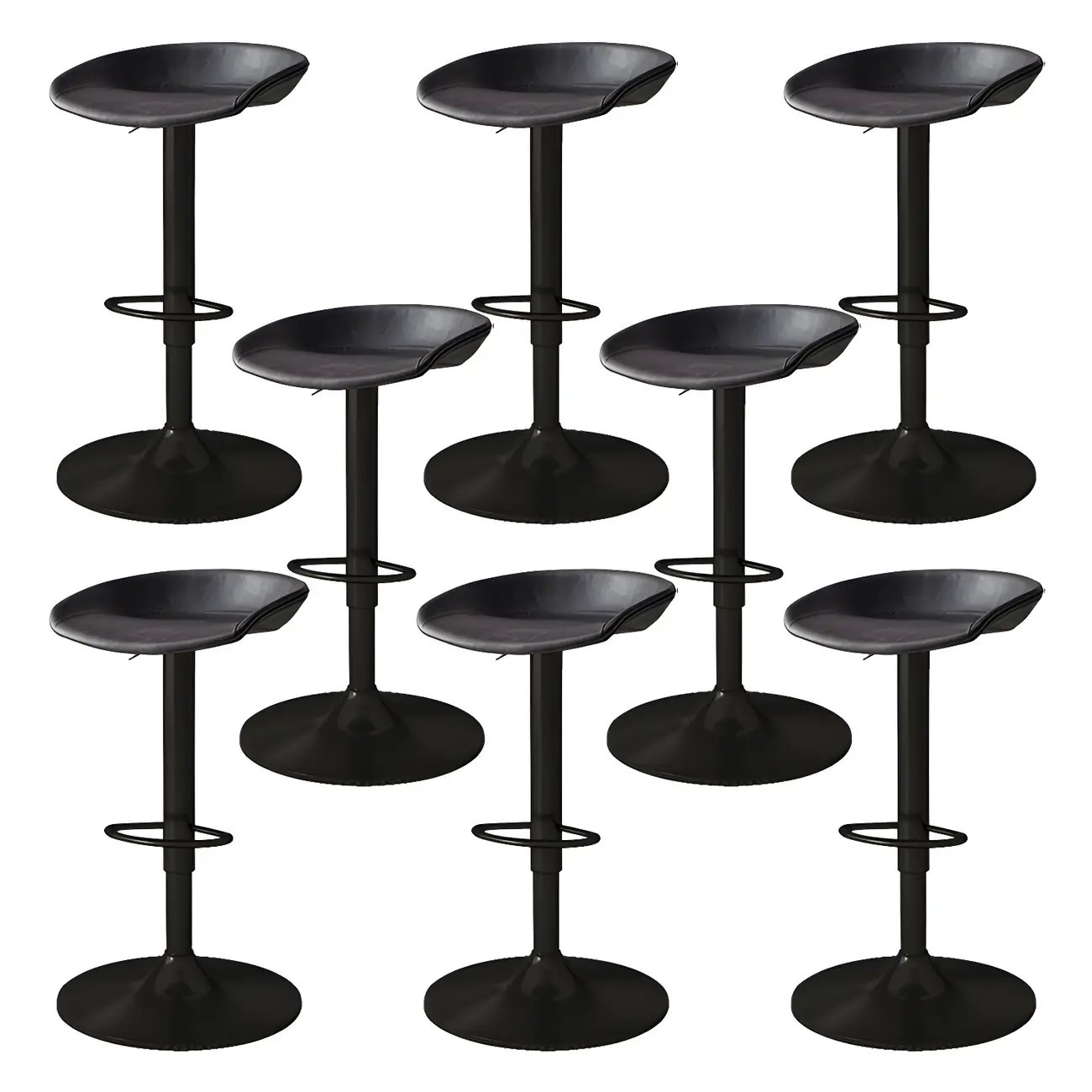 Modern Leather Black Pedestal Swivel Adjustable Bar Stool