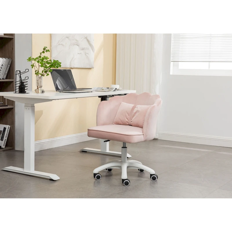 Porthos Home Taio Scalloped Velvet Office Chair with Nylon Base