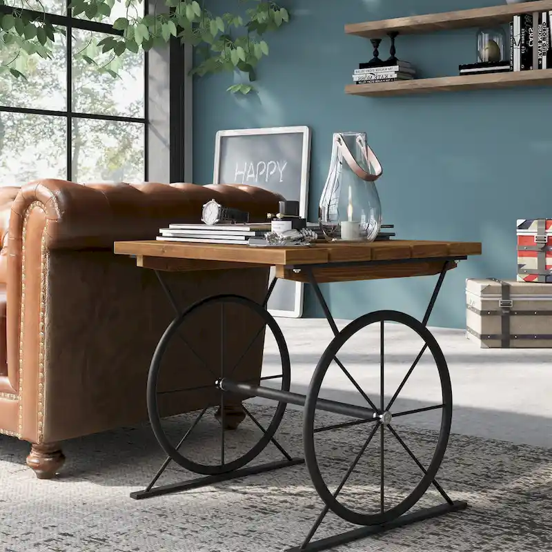 Dietrich Industrial 19-inch Metal Wheel Side Table by Carbon Loft