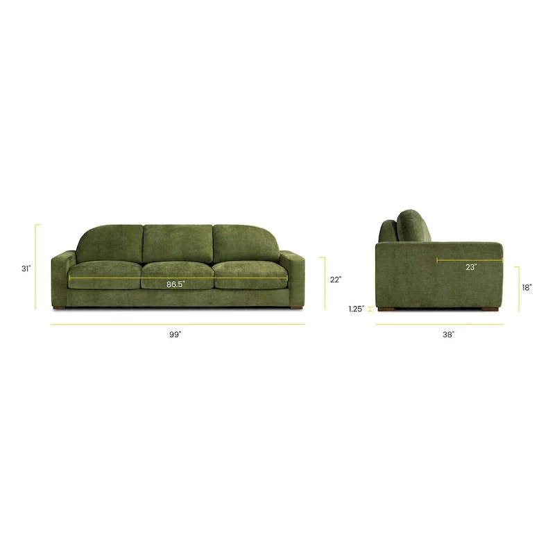 Poly & Bark Fano 99 Sofa in Distressed Green Velvet