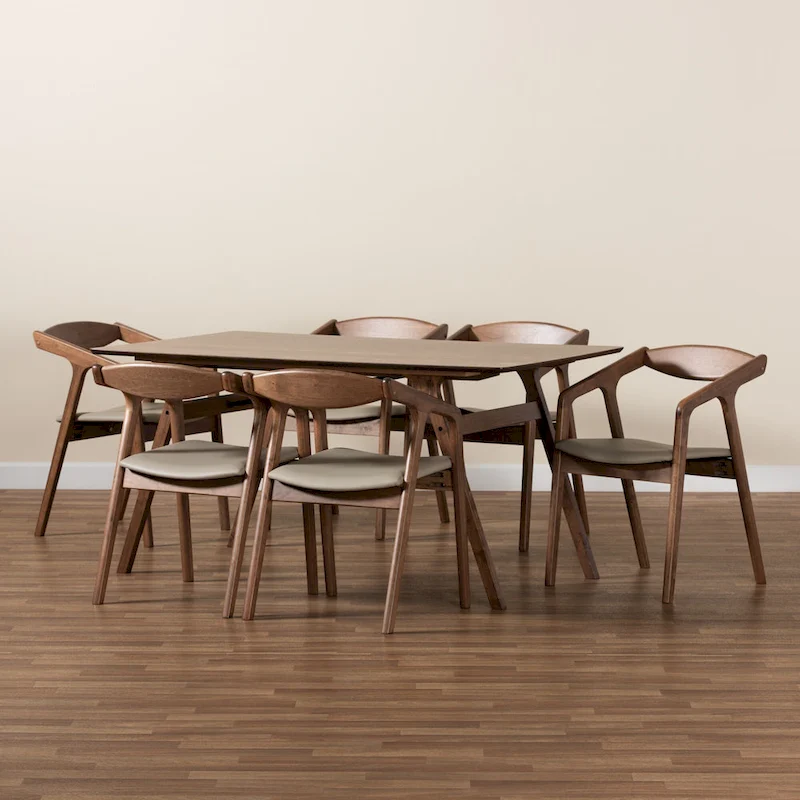 Harland Mid-Century Modern 7-Piece Dining Set