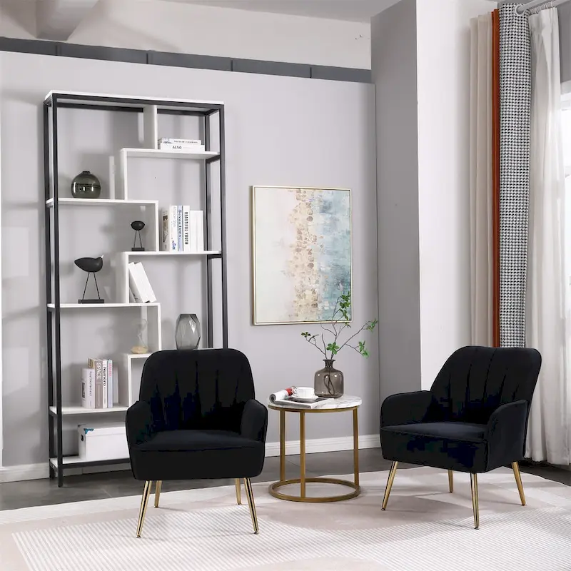 Modern Mid Century Chair Velvet Sherpa Armchair