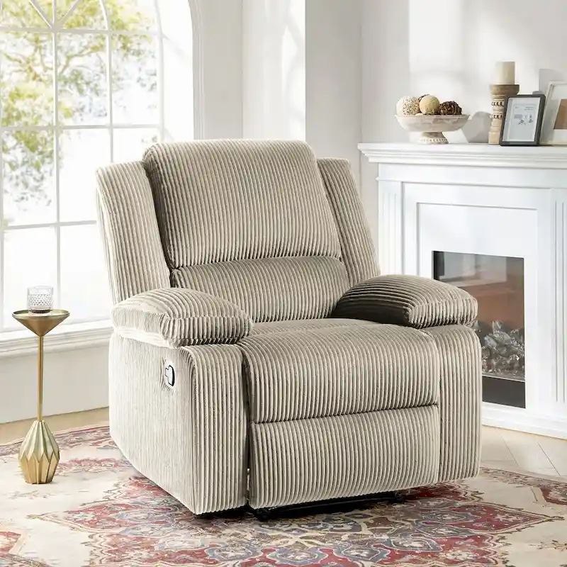 Vegan Leather Upholstered Push Back Manual Recliner Chair