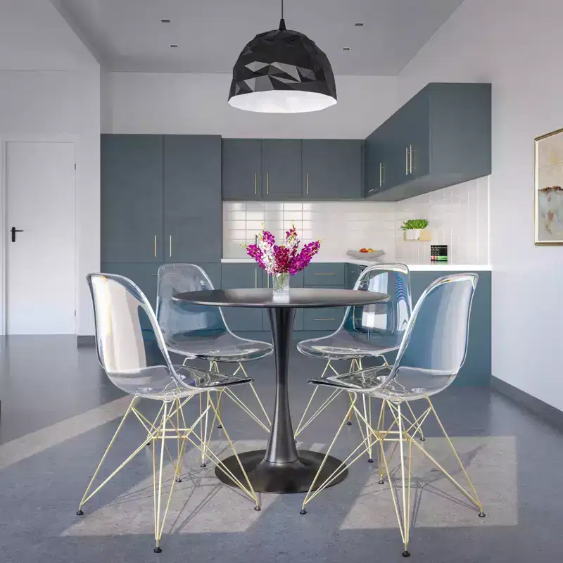 Clear/Transparent 5-Piece Round Dining Set, Pedestal Style, Seats 4