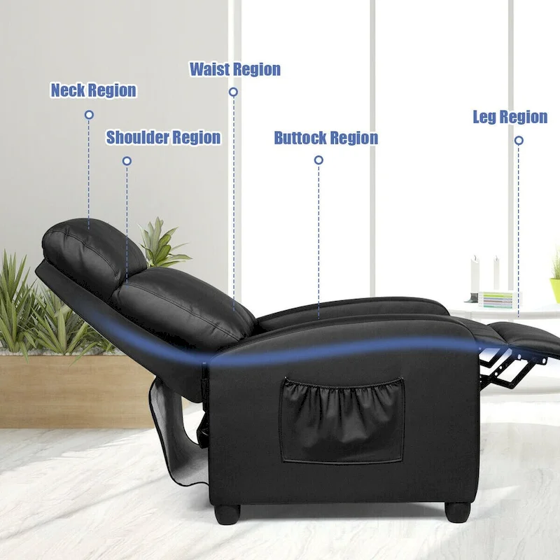 Massage Recliner Chair Single Sofa Padded Seat w/ Footrest