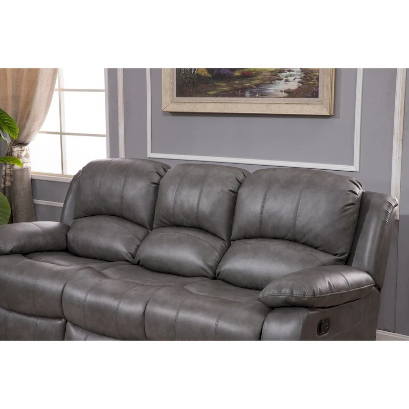 Betsy Furniture 3 Piece Bonded Leather Reclining Living Room Set, Sofa, Loveseat and Glider Chair