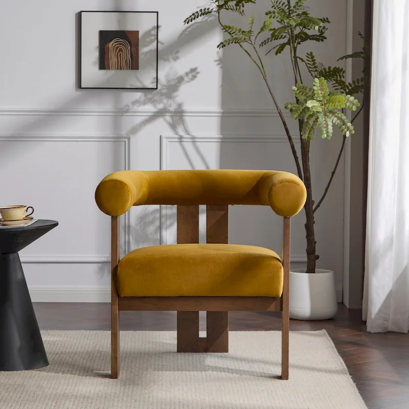 Velvet Round Arm Accent Chair - Single Seat
