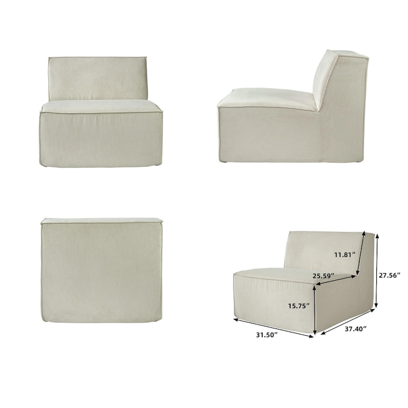 Modern Modular Sectional Sofa with 3 Pillows, Convertible Living Room Couch with Ottomans