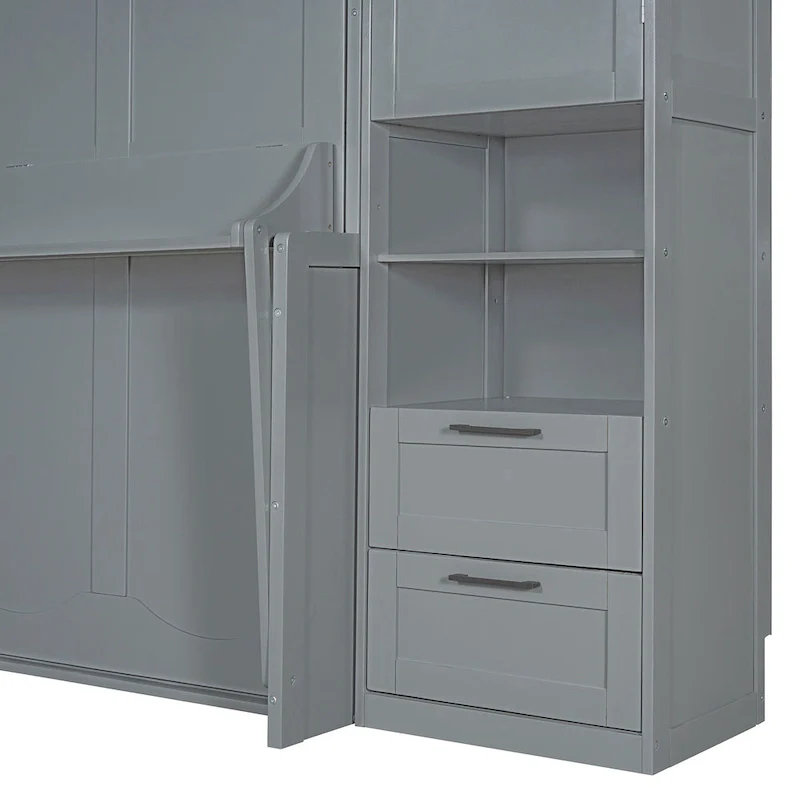 Murphy Bed (Wall Bed) — Featuring Wardrobe, Desk, Drawers, And Shelving