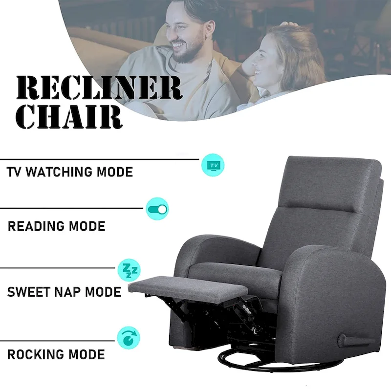 Manual Glider Recliner Rocker Swivel Chair