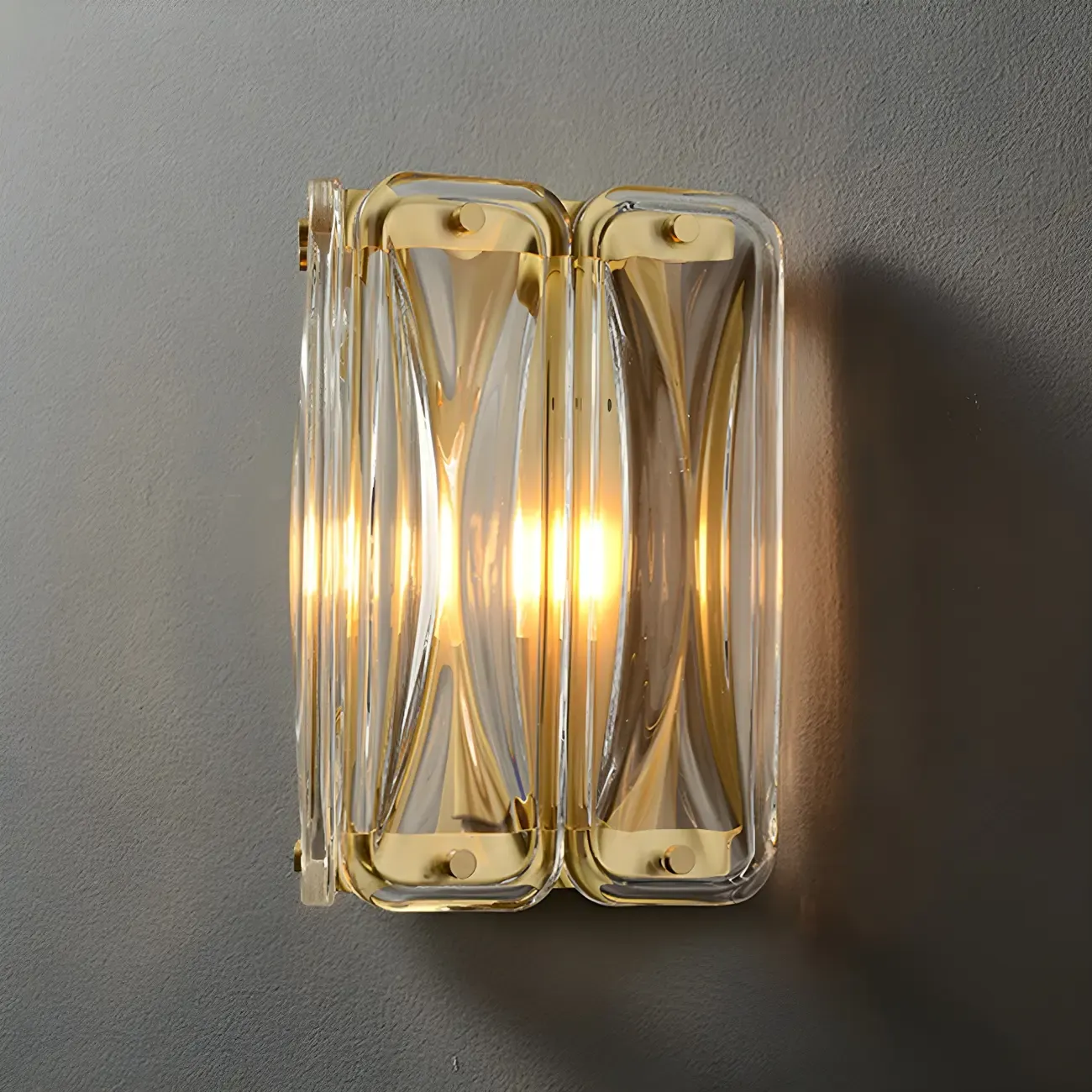 Modern Gold Metal Clear Glass Geometry Wall Sconce
